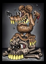 Brown Rat Fink On Skull Hot Rod Race Car Rat Refrigerator Fridge MAGNET