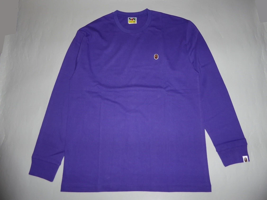 18973 bape ape head one point long sleeve purple tee L
