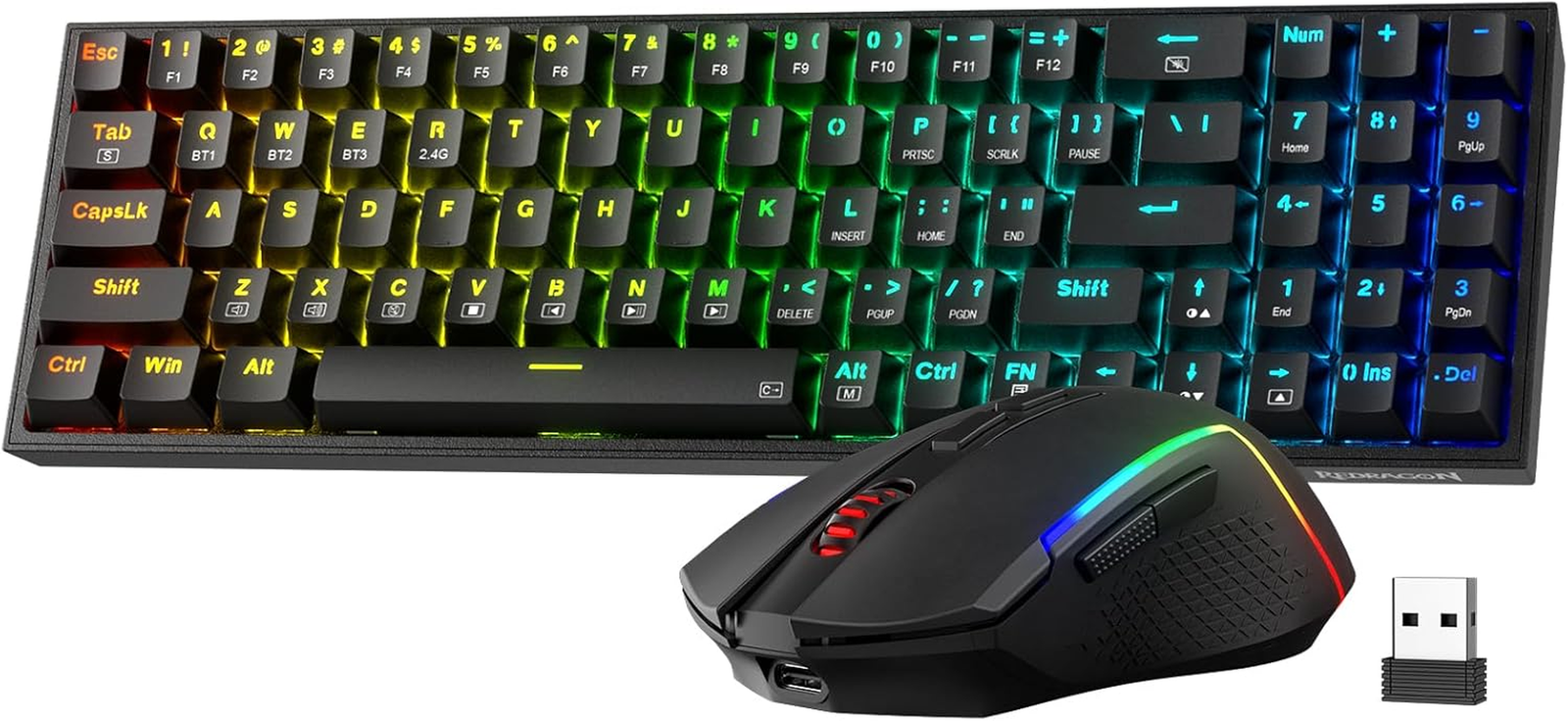 S136 Tri-Mode Wireless RGB Mechanical Keyboard 75% K628 & Gaming Mouse Combo-image