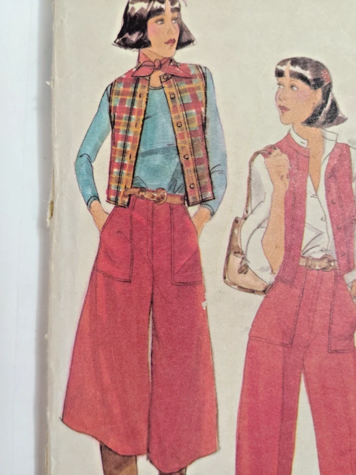 Chaleco Culottes Pantalones 8 Butterick 5018 Patrón de Costura Corte Pierna Ancha Conjunto Corto Foto 3 de 4