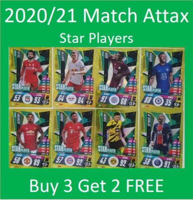 2020-21 Match Attax UEFA - Star Players Buy 3 Get 2 FREE inc Salah Neymar Sancho