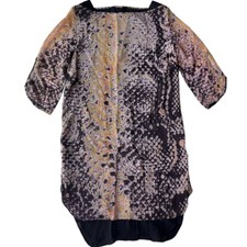 Rebecca Minkoff Leah Silk Dress Women's Size 2 Button Back Detail Snake Print