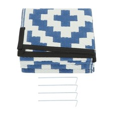 6x9 ft Outdoor Plastic Straw Rug For Camping Outdoor Carpet RV Mat Blue White
