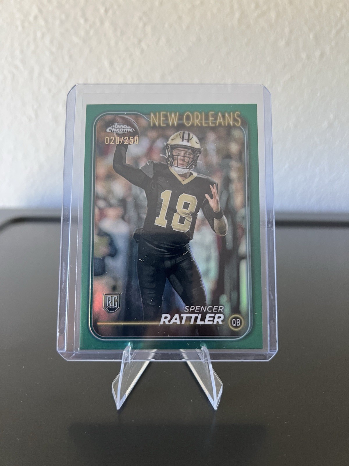 Topps Chrome 2024 Spencer Rattler Rookie Teal Refractor /250 #213 Saints NFL