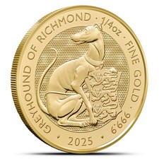 2025 1/4 oz British Gold Tudor Beasts Greyhound of Richmond Coin (BU) 5037.60 per troy oz