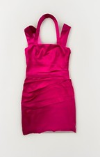 Express Mini Dress Womens 4 Hot Pink Lined Stretch Layered Halter Neck Cocktail