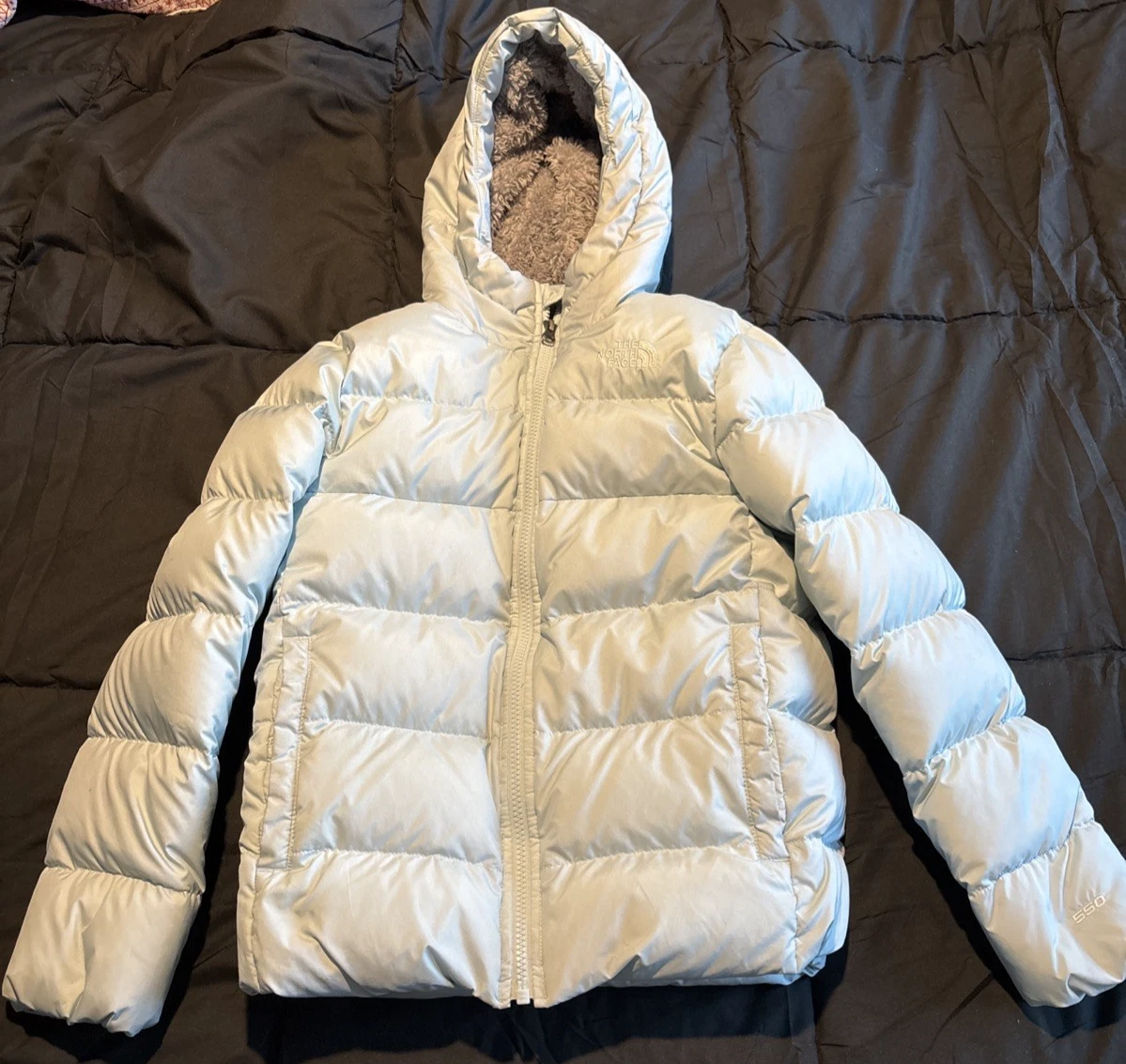North Face Jacket Youth Medium 10/12 Aqua Puffer Insulated Full Zip Outdoors F20