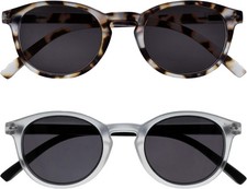 OPULIZE Zen Reading Sunglasses 2 Pack Small Lightweight Round Frame Spring Hing