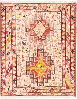Kelim Werni Teppich 78x95 cm handgewebt Wolle Persien Unikat Neu