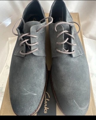 Clarks UK Größe 7 Herren Wildleder grau fließend einfach Oxford-Schuhe neu im Karton