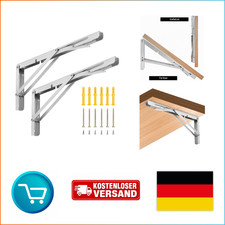 QWORK 2er Set 400mm Edelstahl Klappkonsole, Platzsparend Faltbar f&uuml;r Werkbank