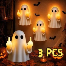 3PCS Halloween Middle Finger Ghost Light, Night Light, Funny Cute Ghost Lamp