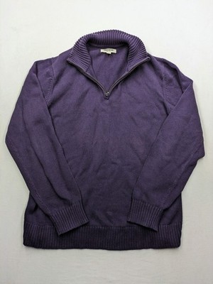 Goodthreads Herren Pullover Troyer Gr L Lila Baumwolle 1/4 Reißverschluss Zip