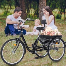 24 in Adult Tricycles, 7 Speed 3 Wheel Cruiser Bike, Bicycles for Seniors