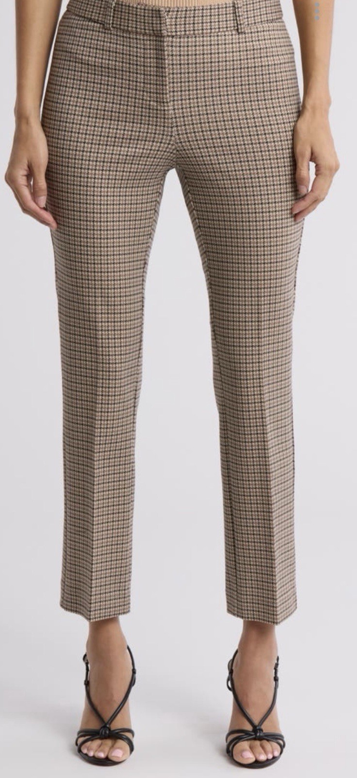 NWT Amanda & Chelsea Houndstooth Flare Ankle Pants Women's Size 12 Camel/Black