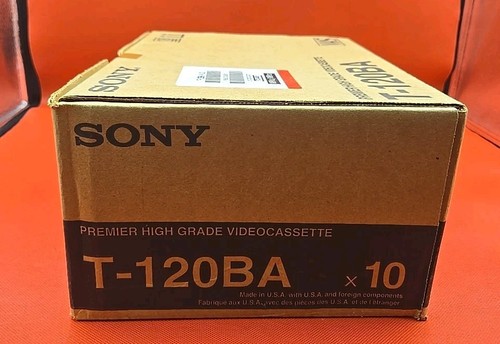 Sony T-120BA Premier High Grade Case Of 10 VHS Tapes Video Cassette NEW Sealed + - Picture 2 of 4