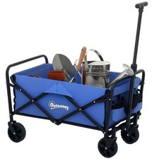 Outsunny 62L Festival Trolley, 120kg Heavy Duty Folding Trolley Cart, Blue