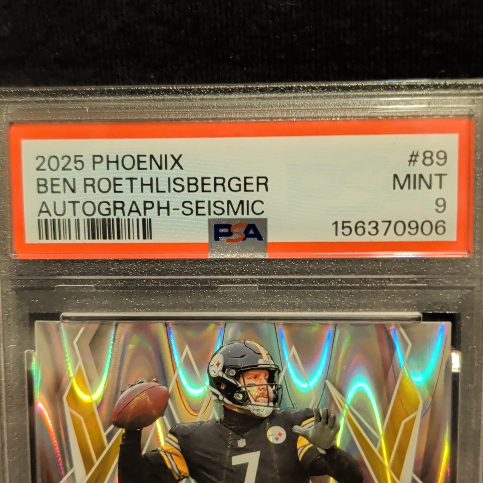 Ben Roethlisberger Panini 2025 Phoenix Seismic Auto /5 #89 Steelers PSA 9 SSP view 4
