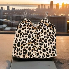 Ladies Lepoard Print Thin Strap Vest Top, Female Fashion Designer Clothing 