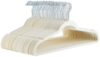 Amazon Basics Slim Samt rutschfeste Anzugbügel - 50er Pack, Elfenbein