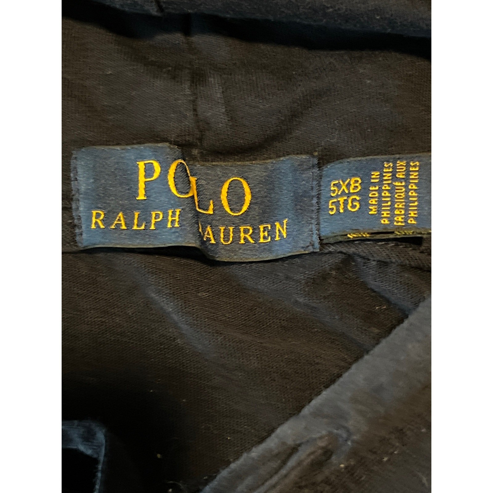 RARE Polo Ralph Lauren Womens Navy Polo Bear Graphic Cropped Hoodie Size 5XB 5TG thumbnail 2