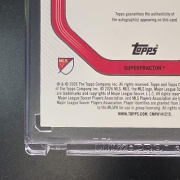 Samuel Sarver 2026 Topps Chrome MLS Soccer #CA-SV Rookie Auto SuperFractor 1/1 view 8