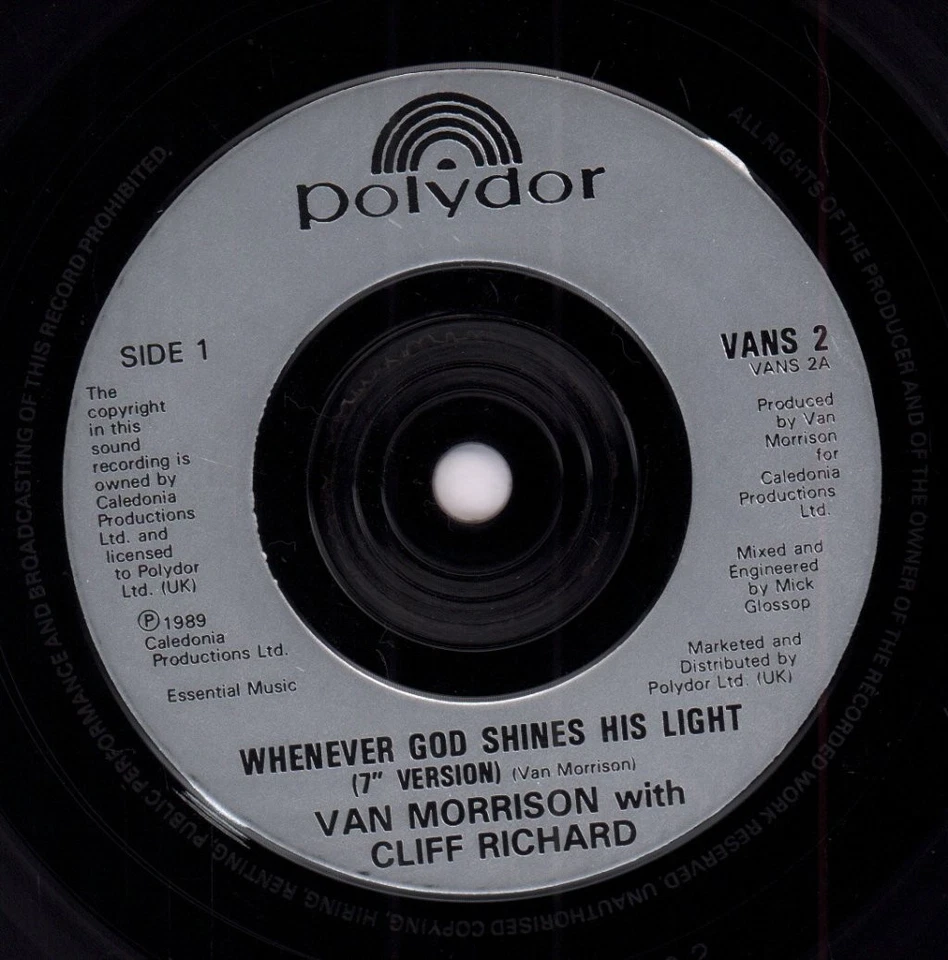 Van Morrison With Cliff Richard Whenever God Shines His Light 7" vinyl UK - Image 3 of 3