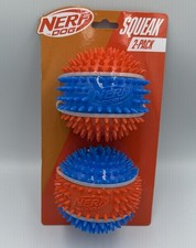 Bola de juguete grande NERF para perro chirrido 4"" azul/naranja para buscar bolas