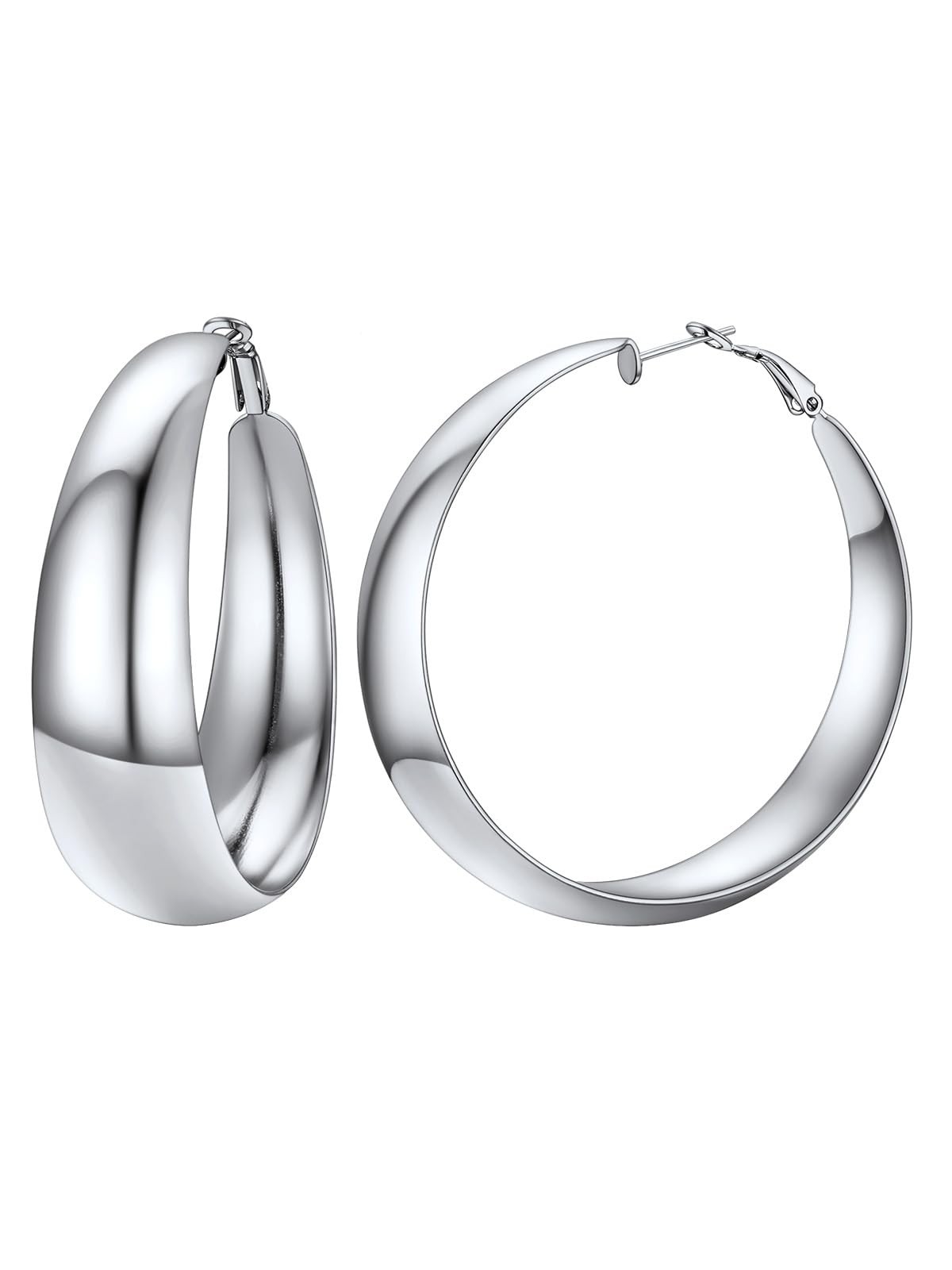 Créoles argent femme 60mm acier inoxydable inaltérable haute qualité