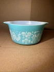 Vintage Pyrex #473 Turquoise Amish Butterprint 1 Qt Casserole No Lid