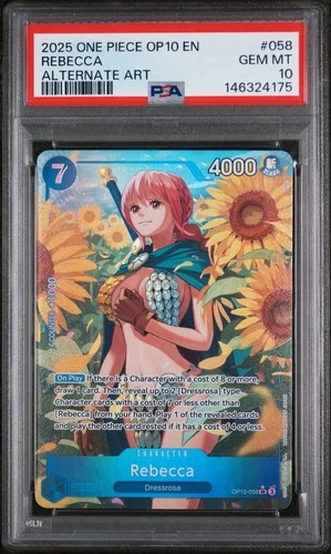 2025 ONE PIECE OP10-058 ROYAL BLOOD ALTERNATE ART #058 REBECCA - PSA 10