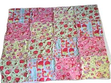 Handmade Brushed Flannel Strawberry Shortcake Blanket 36"x32" for Nursery/Doll