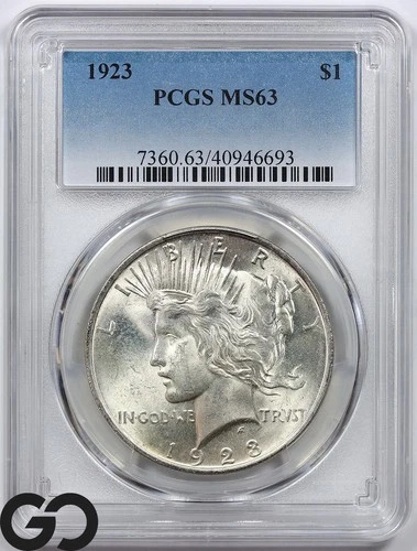 1923 Peace Dollar PCGS MS 63 ** Gorgeous Cartwheel Blazer!