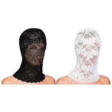 Women Lace Mask Masquerade Headwear See Through Full Face Cover Trendy Fashion