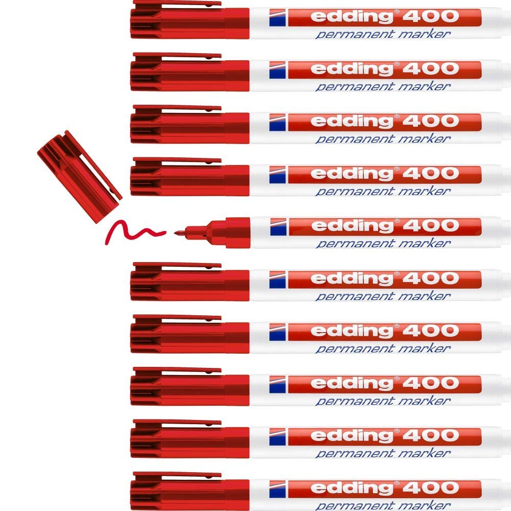 Edding 400 permanent marker - red - 10 pens - fine round tip 1 mm - waterproof 7990₽