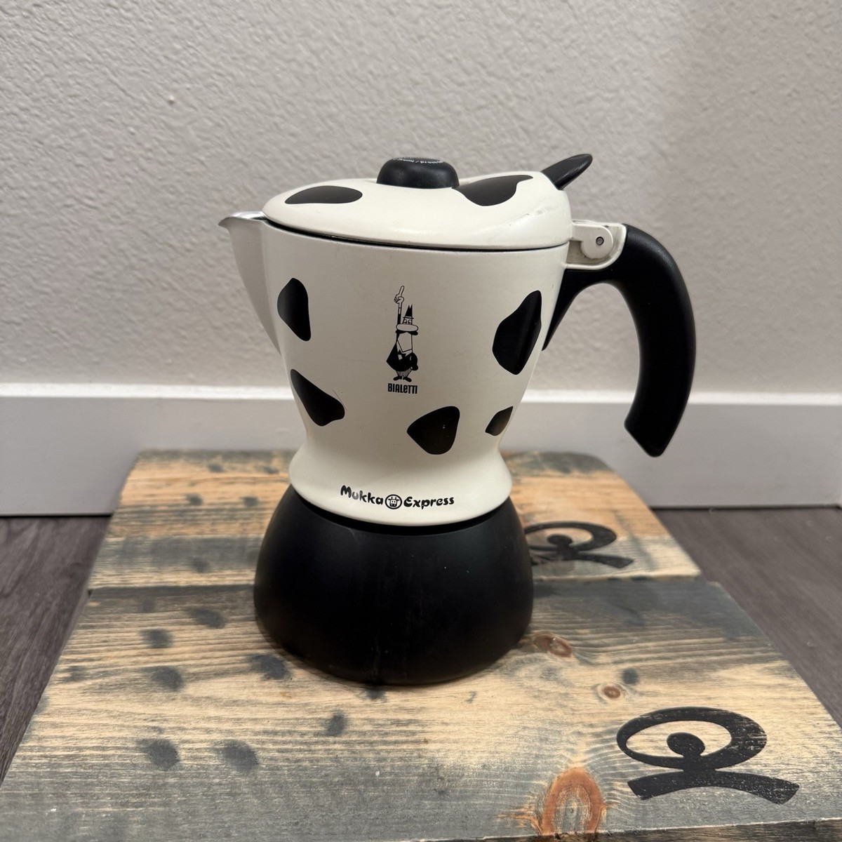 Bialetti Mukka Express 2 Cup Cow Print Stovetop Cappuccino Maker