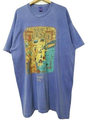 2XL Vtg 90s New Jersey Atlantic City Distressed Skate Punk Oversize Long Fit Tee