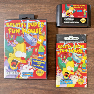 Krusty's Super Fun House SEGA Genesis 1993 Complete CIB Tested Working Simpsons