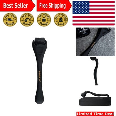Titanium Microneedle Derma Roller for Face, Scalp & Beard - Matte Black