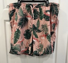 Old Navy Printed Swim Short Trunks 5" Flamingo Pink Summer Swimming Mens XXL