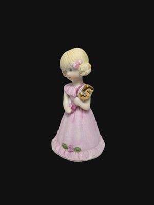 BIRTHDAY GIRL - Age 5 - Porcelain Figurine by  Growing Up  Enesco - In Pink