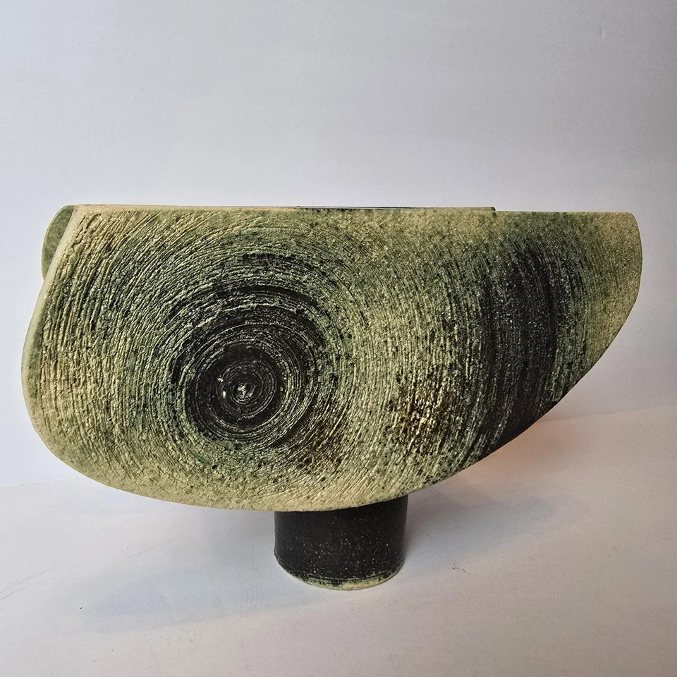 Jarrón Ikebana japonés vintage escultural estudio Mingei cerámica estilo Sogetsu Foto 2 de 4