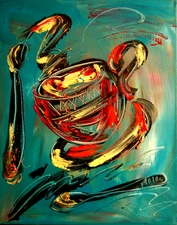 COFFEE CUP  Oil Painting   abstract SIGNED  Original on canvas
