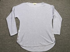 Michael Kors Sweater Womens Large Blue Waffle Knit Side Button Tunic