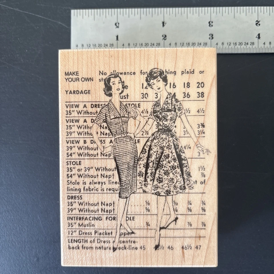 Vestido de costura vintage Hero Arts padrão faça seu próprio carimbo de borracha - Imagem 2 de 4