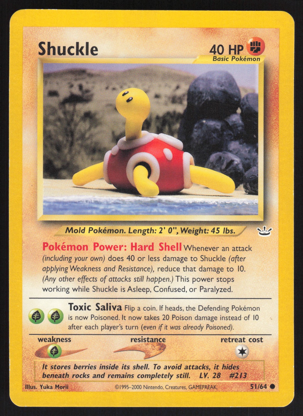 Shuckle Common Unlimited 51/64 LP Neo Revelation Pokemon Card
