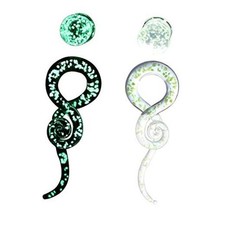 IPINK-Glass Spiral Tapers Kit with Plugs 4 Pieces Glow 2 Pair of 0 Gauge (8mm)