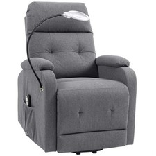 HOMCOM Linen Fabric Electric Recliner Chair with Remote Control, Grey