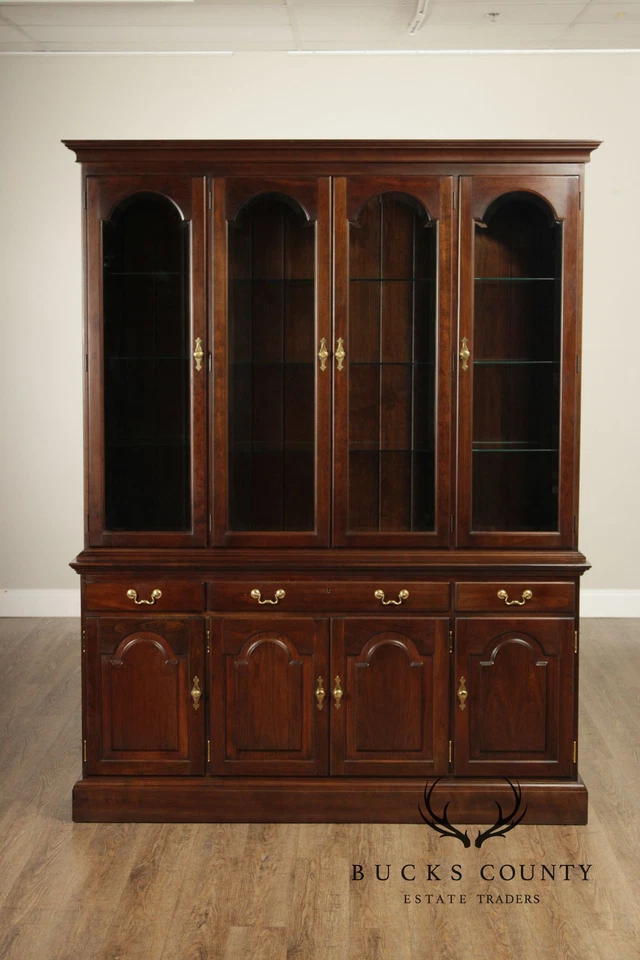 Stickley Traditional Style Cherry Lighted China Cabinet Hutch - Image 2 of 4