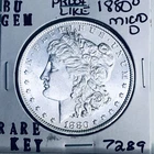 1880 O MICRO O BU GEM MORGAN SILVER UNC MS+++ U.S. MINT RARE KEY COIN 7289